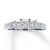 Thumbnail Image 1 of Previously Owned Three-Stone Diamond Ring 1 ct tw Princess-cut 14K White Gold - Size 3.75