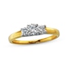Thumbnail Image 1 of Previously Owned Diamond Three-Stone Anniversary Ring 1/2 ct tw Round-cut 14K Yellow Gold & Platinum - Size 2