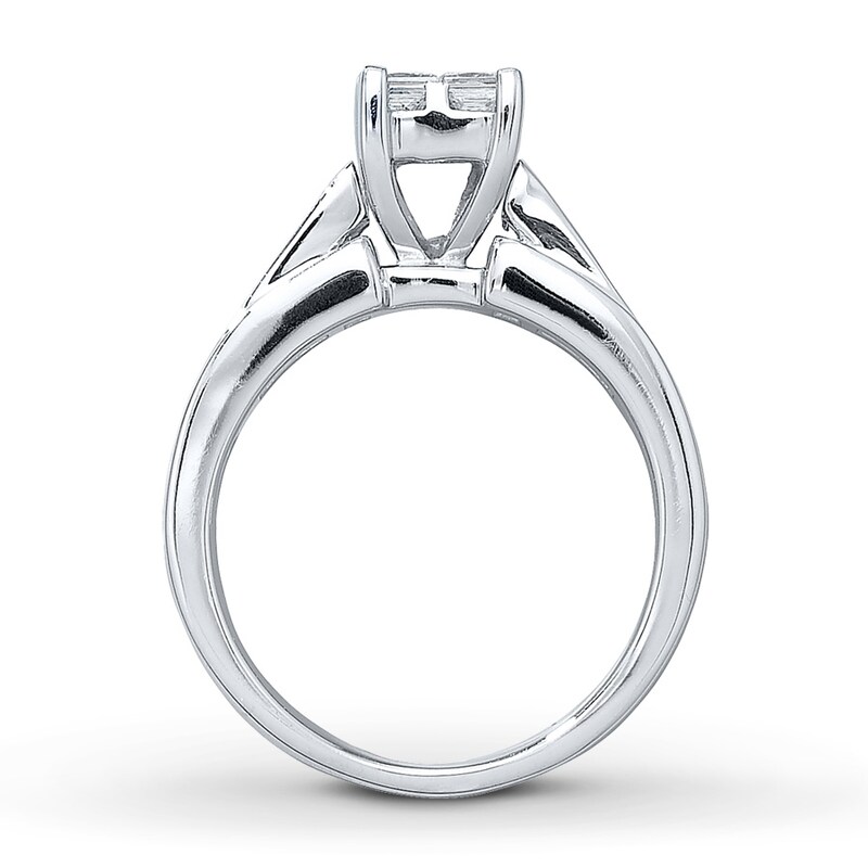Main Image 2 of Previously Owned Engagement Ring 1 ct tw Princess-cut Diamonds 14K White Gold - Size 9.75