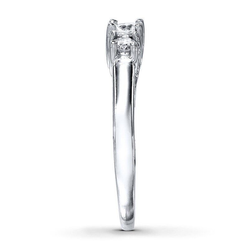 Main Image 2 of Previously Owned 3-Stone Diamond Engagement Ring 1/2 ct tw Round-cut 14K White Gold - Size 10.5