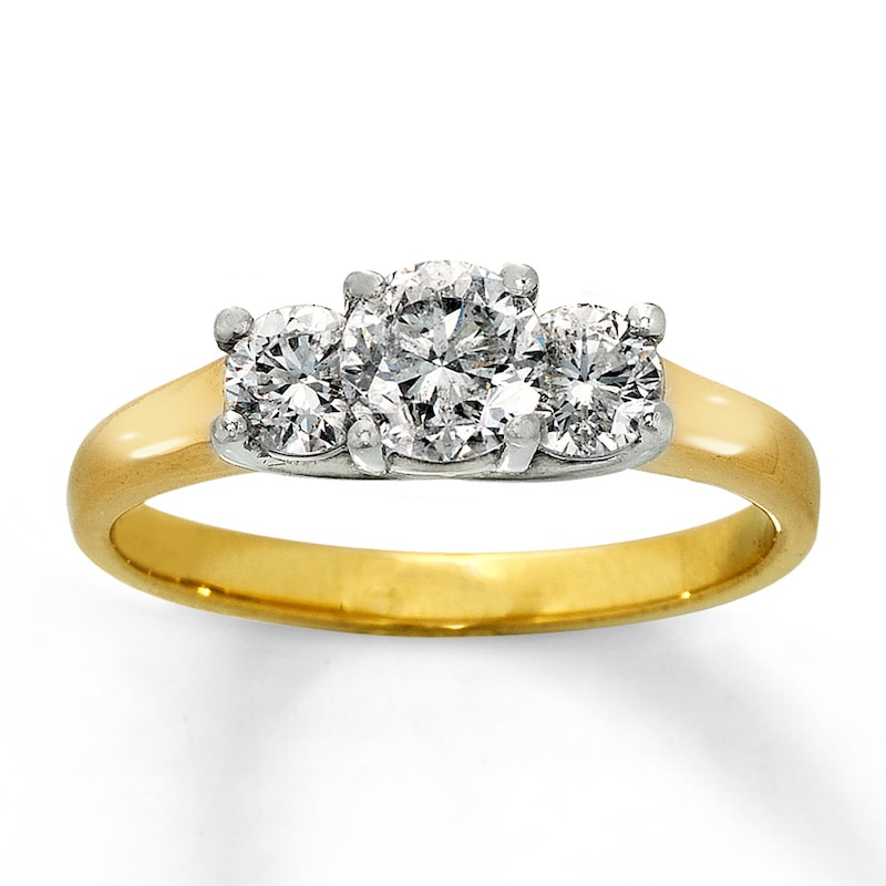 Previously Owned Three-Stone Diamond Engagement Ring 1 ct tw Round-cut 14K Two-Tone Gold - Size 10.5