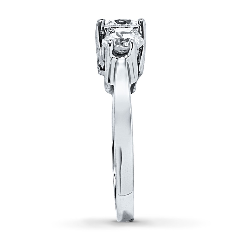 Main Image 3 of Previously Owned 3-Stone Diamond Engagement Ring 2 ct tw Round-cut 14K White Gold - Size 4