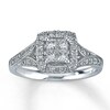Thumbnail Image 1 of Previously Owned Diamond Engagement Ring 1/2 ct tw Princess & Round-cut Diamonds 14K White Gold - Size 9.75