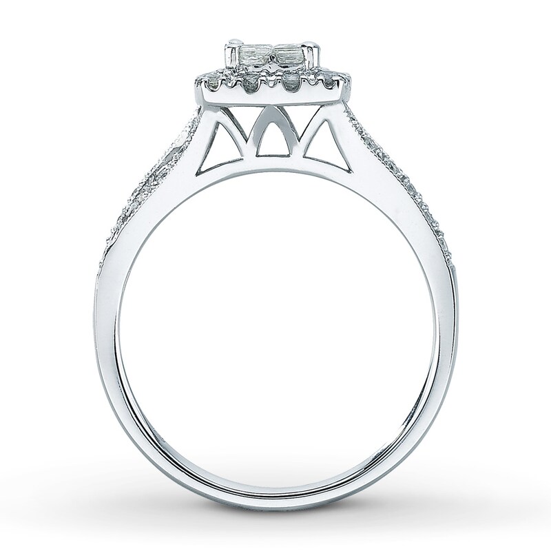 Main Image 2 of Previously Owned Diamond Engagement Ring 1/2 ct tw Princess & Round-cut Diamonds 14K White Gold - Size 9.75