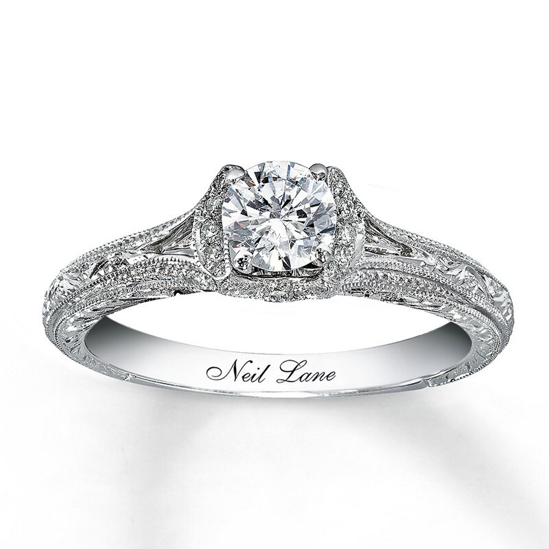 Main Image 1 of Previously Owned Neil Lane Engagement Ring 5/8 ct tw Round-cut Diamonds 14K White Gold - Size 4.25