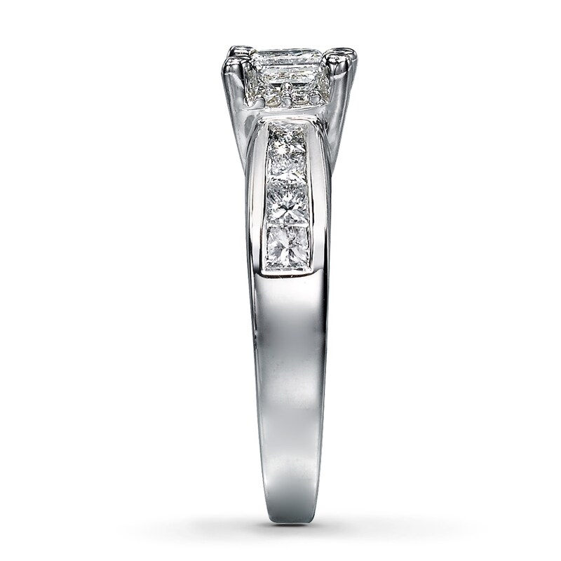 Main Image 3 of Previously Owned Diamond Engagement Ring 1-1/4 ct tw Princess & Round-cut 14K White Gold - Size 4.25