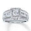 Thumbnail Image 1 of Previously Owned Diamond Engagement Ring 1 ct tw Princess, Baguette & Round-cut 14K White Gold - Size 3.75