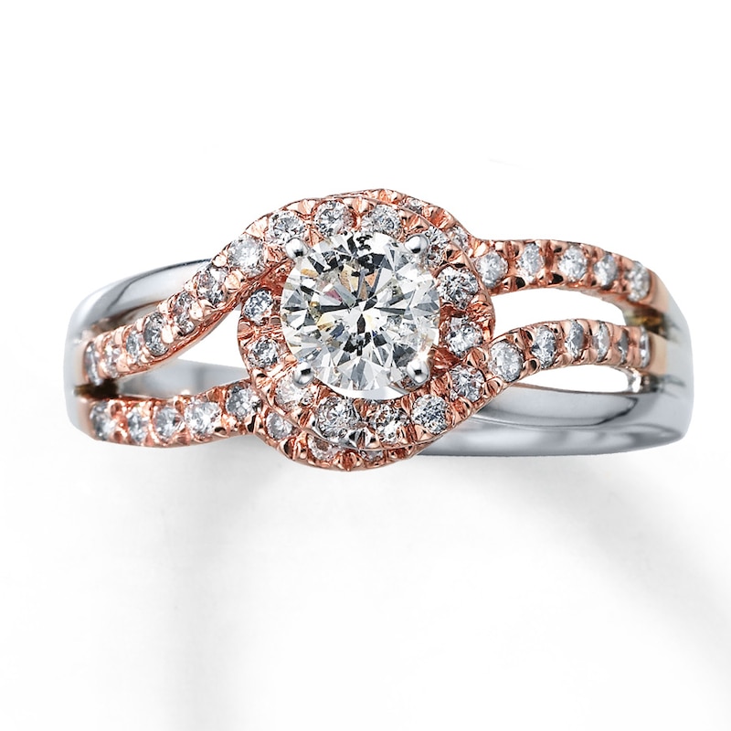 Previously Owned Diamond Engagement Ring 7/8 ct tw Round-cut 14K Two-Tone Gold - Size 10