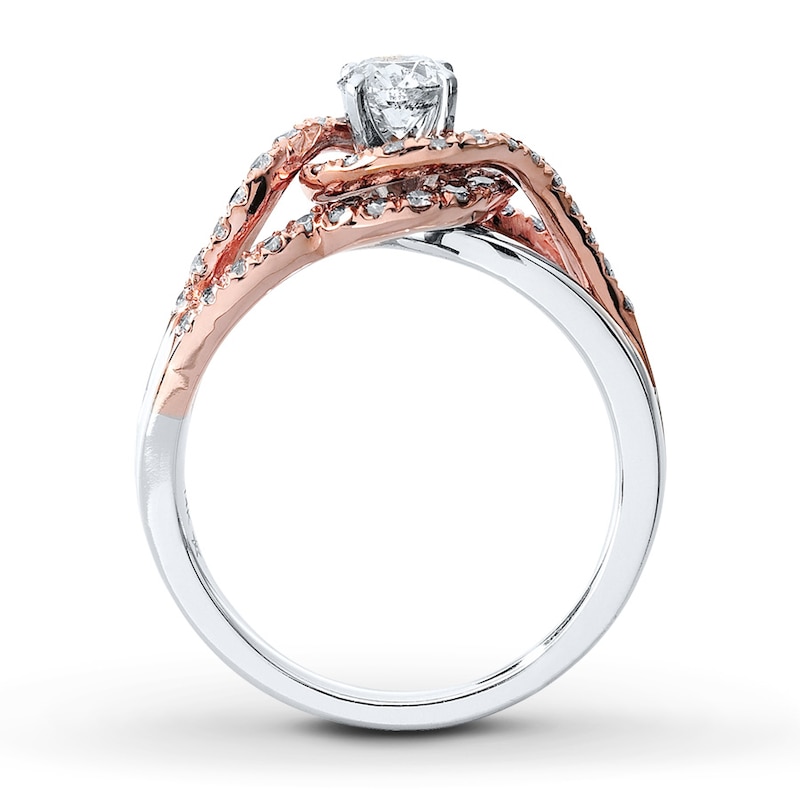 Previously Owned Diamond Engagement Ring 7/8 ct tw Round-cut 14K Two-Tone Gold - Size 10