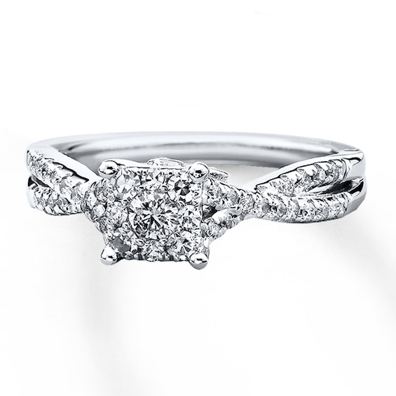 Previously Owned Diamond Engagement Ring 1/2 ct tw Round-cut 10K White Gold Size 4