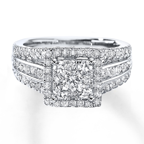 Previously Owned Diamond Engagement Ring 1-1/2 ct tw Round-cut 14K White Gold Size 10