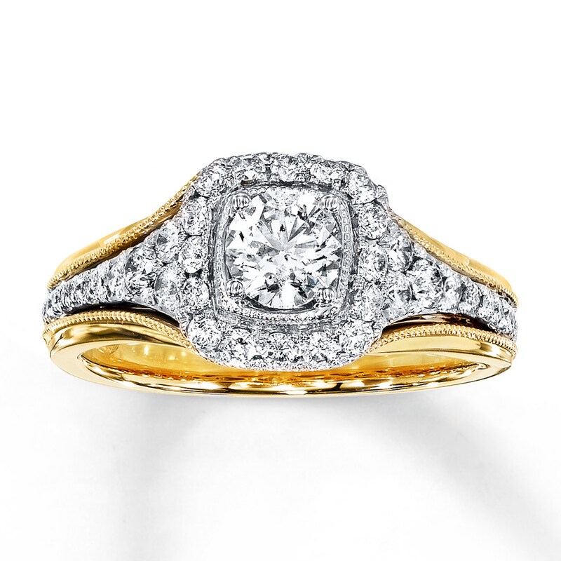 Main Image 1 of Previously Owned Diamond Engagement Ring 1 ct tw Round-cut 14K Two-Tone Gold - Size 4