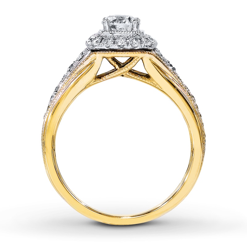 Main Image 2 of Previously Owned Diamond Engagement Ring 1 ct tw Round-cut 14K Two-Tone Gold - Size 4