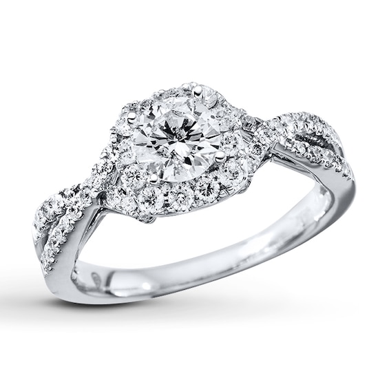 Previously Owned Diamond Engagement Ring 7/8 ct tw Round-cut 14K White Gold Size 4