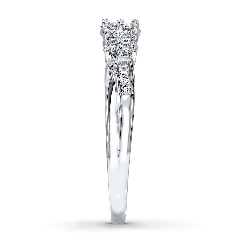 Main Image 3 of Previously Owned 3-Stone Diamond Engagement Ring 1/3 ct tw Round-cut 10K White Gold - Size 10.25