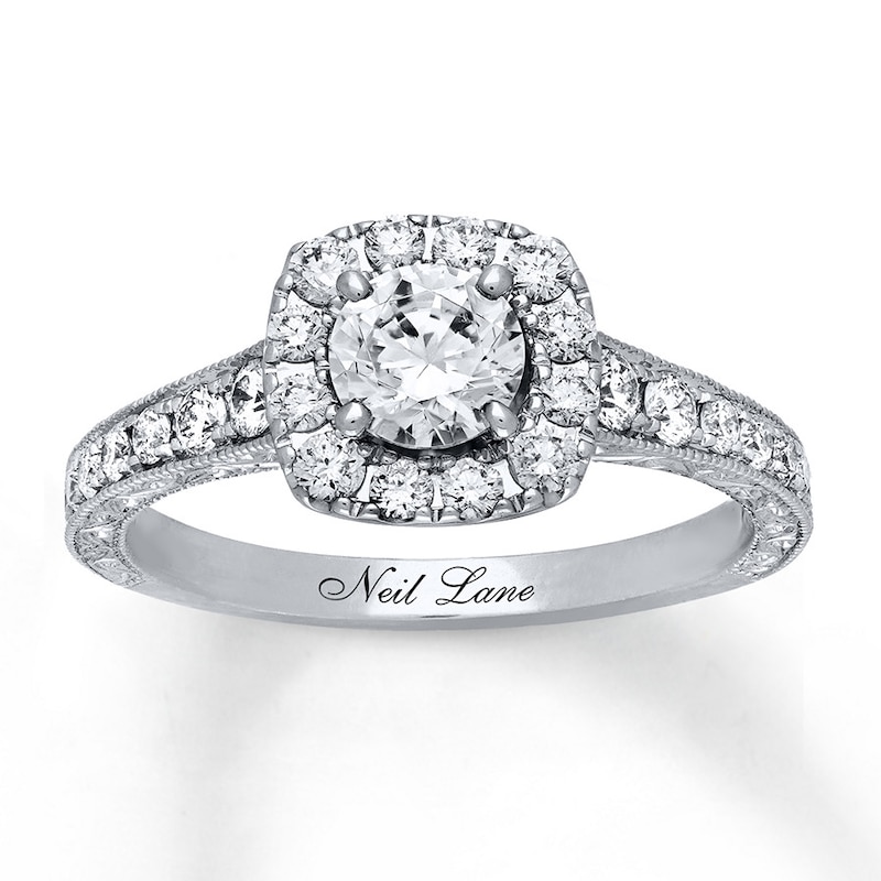 Previously Owned Neil Lane Engagement Ring 1-1/6 ct tw Round-cut Diamonds 14K White Gold - Size 4.5