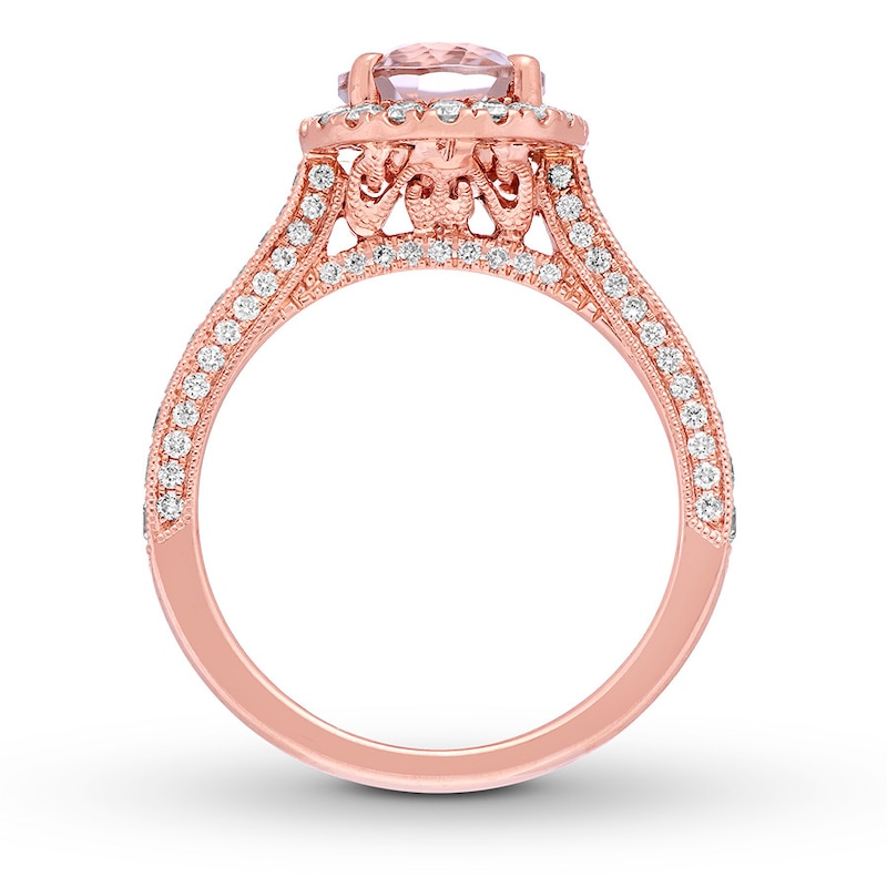 Previously Owned Neil Lane Morganite Engagement Ring 3/4 ct tw Round-cut Diamonds 14K Gold