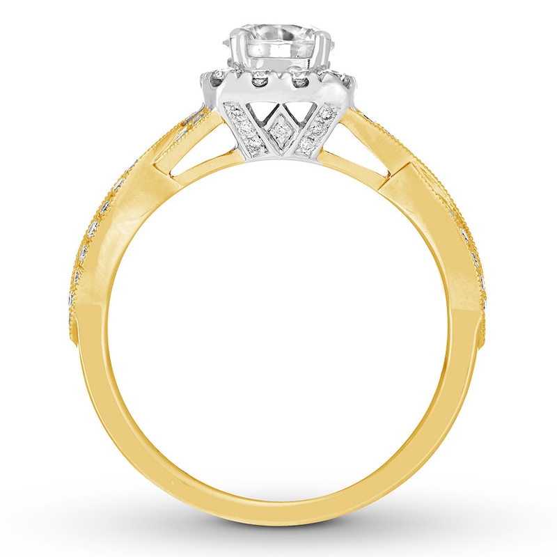 Previously Owned Neil Lane Diamond Engagement Ring 1-1/8 ct tw Round-cut 14K Two-Tone Gold