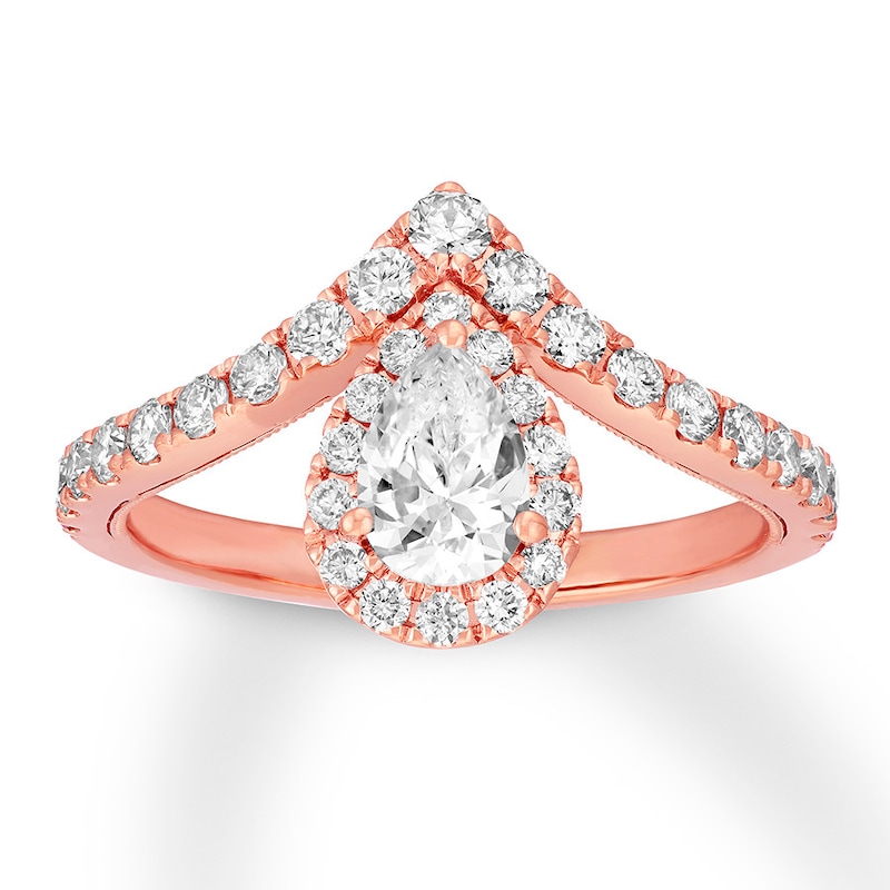 Previously Owned Neil Lane Diamond Engagement Ring 1 ct tw Pear & Round-cut 14K Rose Gold