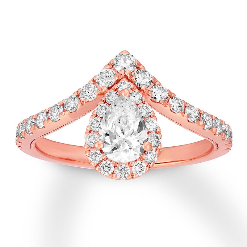Main Image 1 of Previously Owned Neil Lane Diamond Engagement Ring 1 ct tw Pear & Round-cut 14K Rose Gold