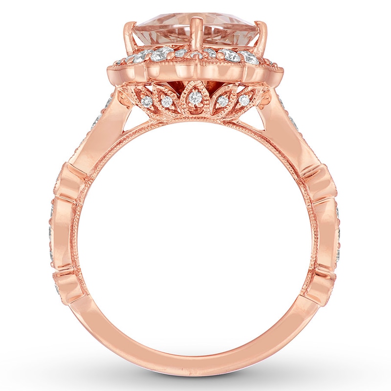 Main Image 2 of Previously Owned Neil Lane Morganite Engagement Ring 1/2 ct tw Round-cut Diamonds 14K Gold