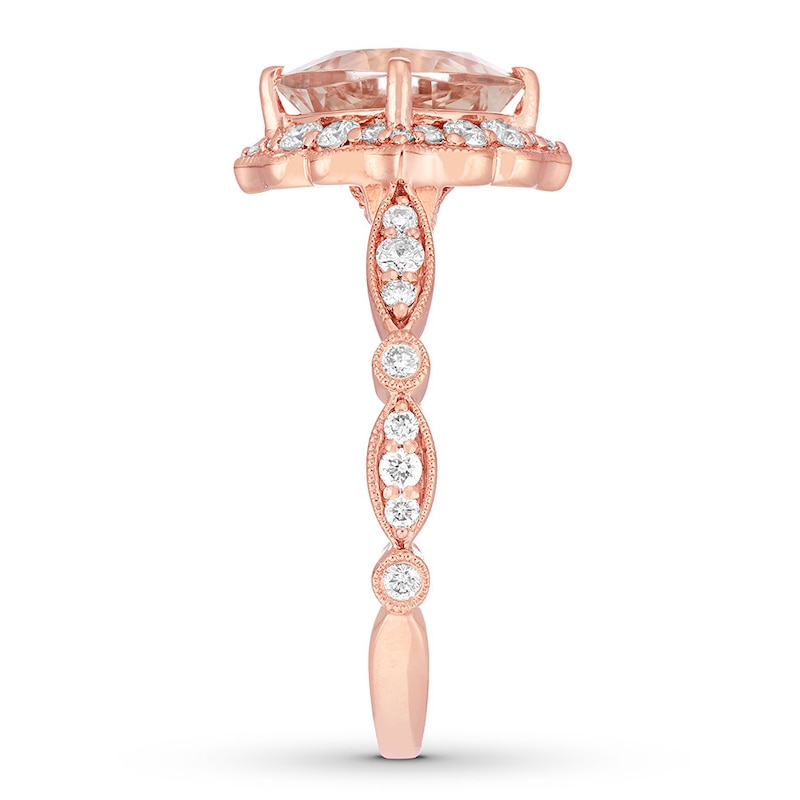 Main Image 3 of Previously Owned Neil Lane Morganite Engagement Ring 1/2 ct tw Round-cut Diamonds 14K Gold