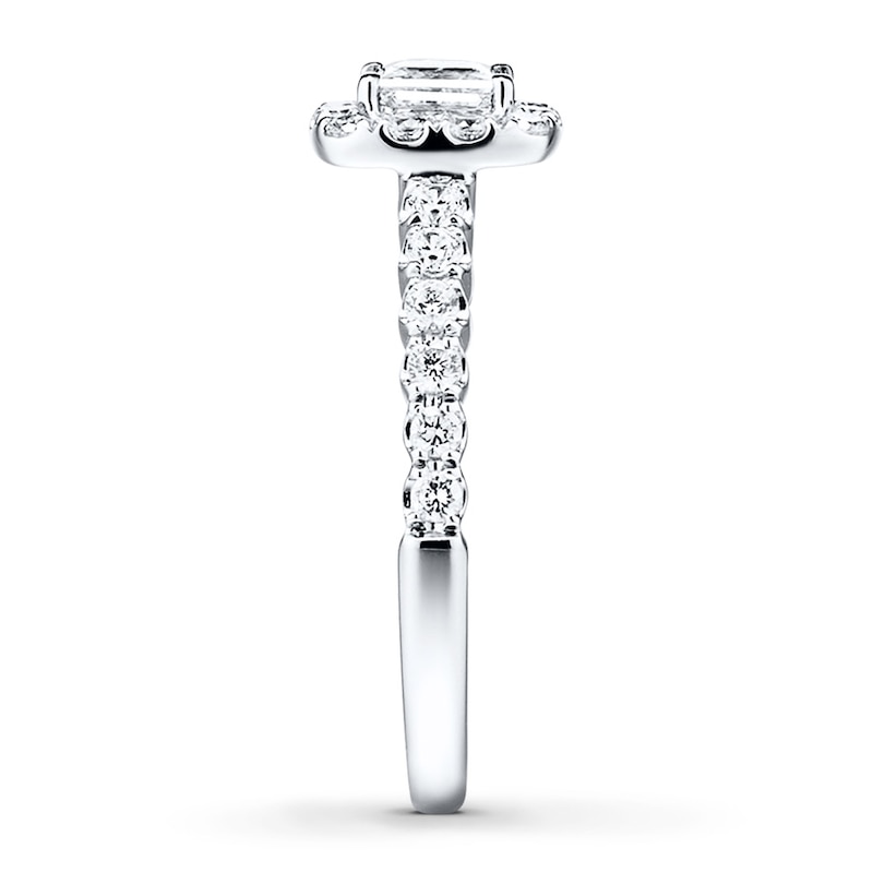 Main Image 3 of Previously Owned Diamond Engagement Ring 7/8 ct tw Princess & Round-cut 14K White Gold