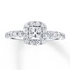 Thumbnail Image 4 of Previously Owned Diamond Engagement Ring 7/8 ct tw Princess & Round-cut 14K White Gold