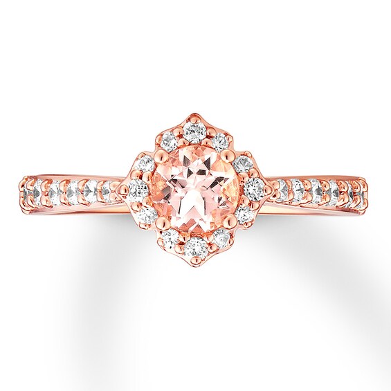 Previously Owned Morganite Engagement Ring 1/3 ct tw Round-cut Diamonds 14K Rose Gold