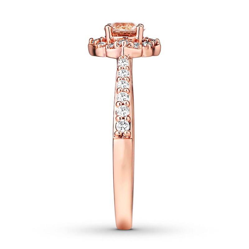 Previously Owned Morganite Engagement Ring 1/3 ct tw Round-cut Diamonds 14K Rose Gold