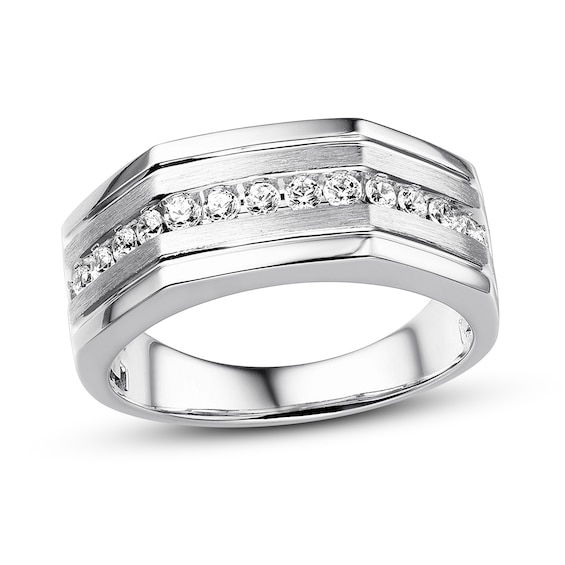 Previously Owned Men's Diamond Wedding Band 1/2 ct tw Round-cut 10K White Gold