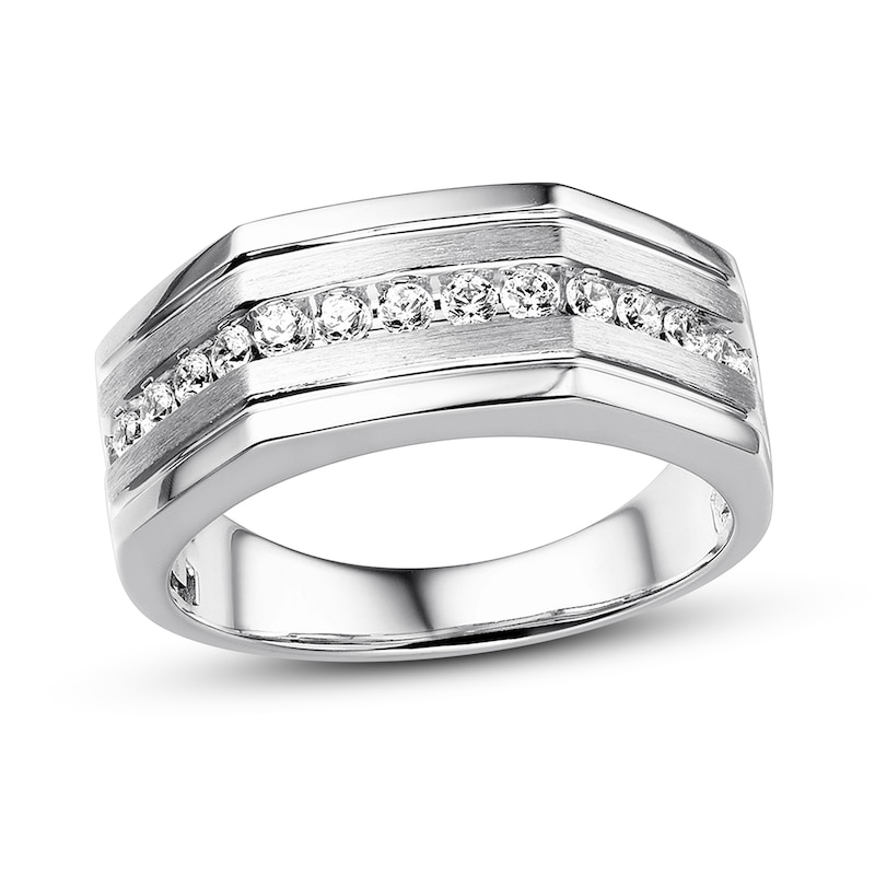 Main Image 1 of Previously Owned Men's Diamond Wedding Band 1/2 ct tw Round-cut 10K White Gold