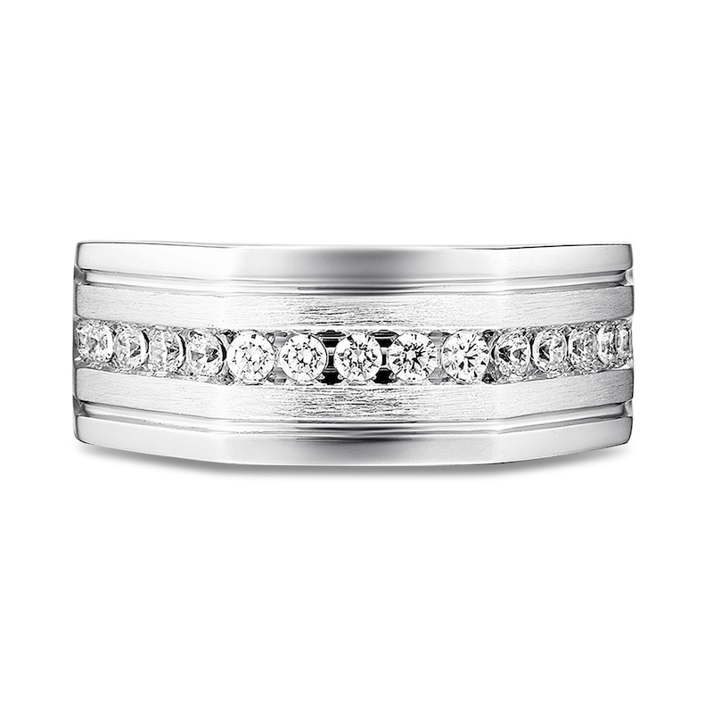 Main Image 3 of Previously Owned Men's Diamond Wedding Band 1/2 ct tw Round-cut 10K White Gold