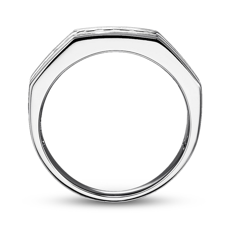 Main Image 4 of Previously Owned Men's Diamond Wedding Band 1/2 ct tw Round-cut 10K White Gold