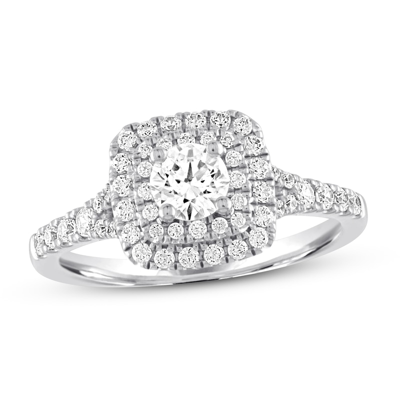 Main Image 1 of Previously Owned Diamond Engagement Ring 7/8 ct tw Round-cut 14K White Gold