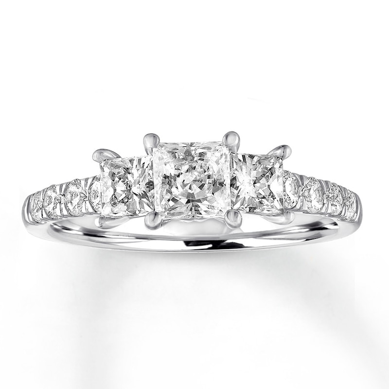 Previously Owned Diamond Engagement Ring 1-1/8 ct tw Princess & Round-cut 14K White Gold
