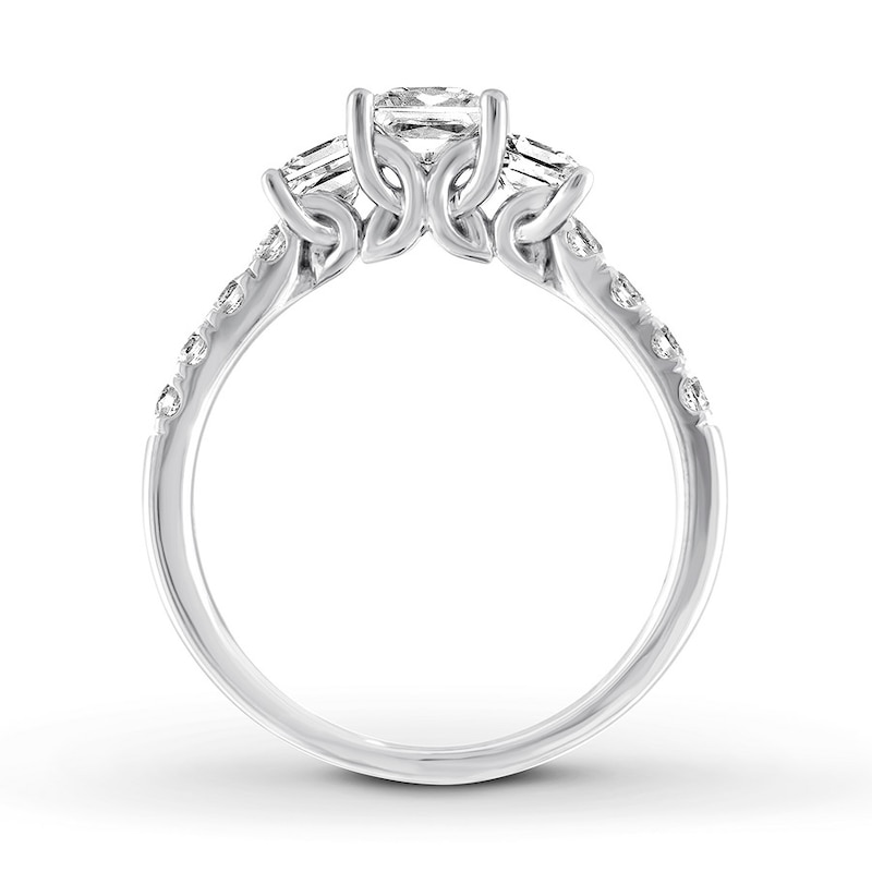 Previously Owned Diamond Engagement Ring 1-1/8 ct tw Princess & Round-cut 14K White Gold