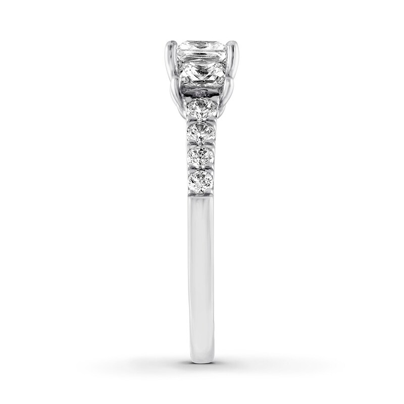 Main Image 3 of Previously Owned Diamond Engagement Ring 1-1/8 ct tw Princess & Round-cut 14K White Gold