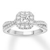 Thumbnail Image 1 of Previously Owned Diamond Engagement Ring 1 ct tw Princess & Round-cut 14K White Gold