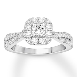 Previously Owned Diamond Engagement Ring 1 ct tw Princess & Round-cut 14K White Gold