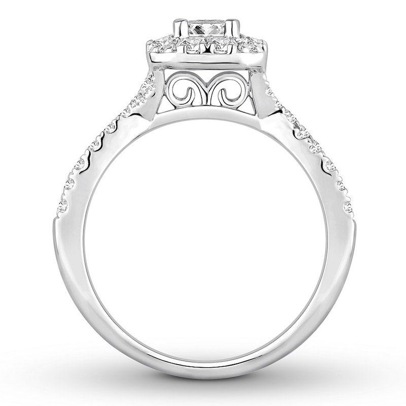 Main Image 2 of Previously Owned Diamond Engagement Ring 1 ct tw Princess & Round-cut 14K White Gold
