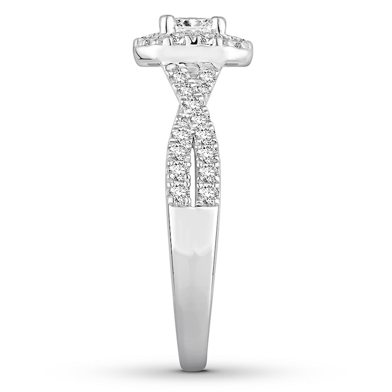 Main Image 3 of Previously Owned Diamond Engagement Ring 1 ct tw Princess & Round-cut 14K White Gold