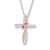 Thumbnail Image 0 of Previously Owned Cross Necklace 1/5 ct tw Diamonds 10K Two-Tone Gold
