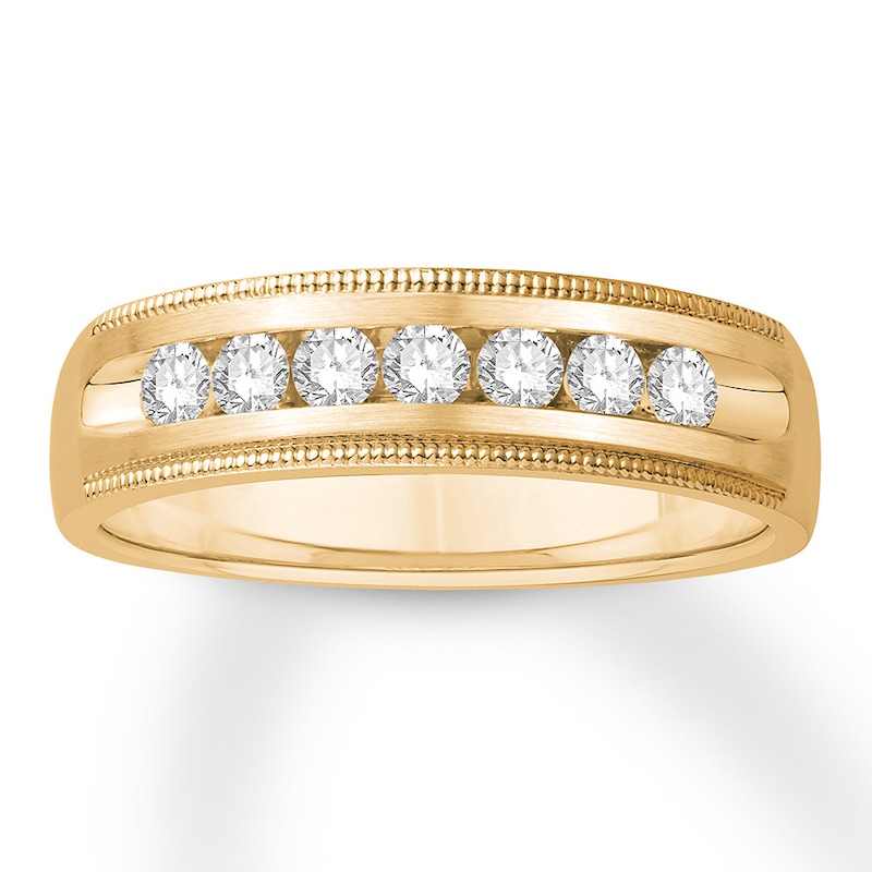 Main Image 1 of Previously Owned Men's Diamond Wedding Band 1/2 ct tw Round-cut 10K Yellow Gold