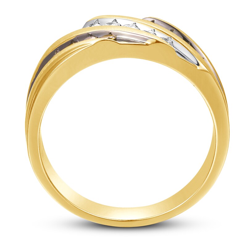 Main Image 3 of Previously Owned Men's Brown Diamond Wedding Band 1/2 ct tw Round-cut 10K Yellow Gold