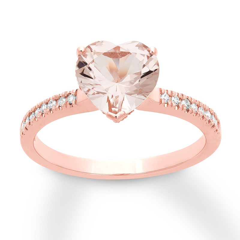 Previously Owned Morganite Engagement Ring 1/8 ct tw Round-cut Diamonds 14K Rose Gold