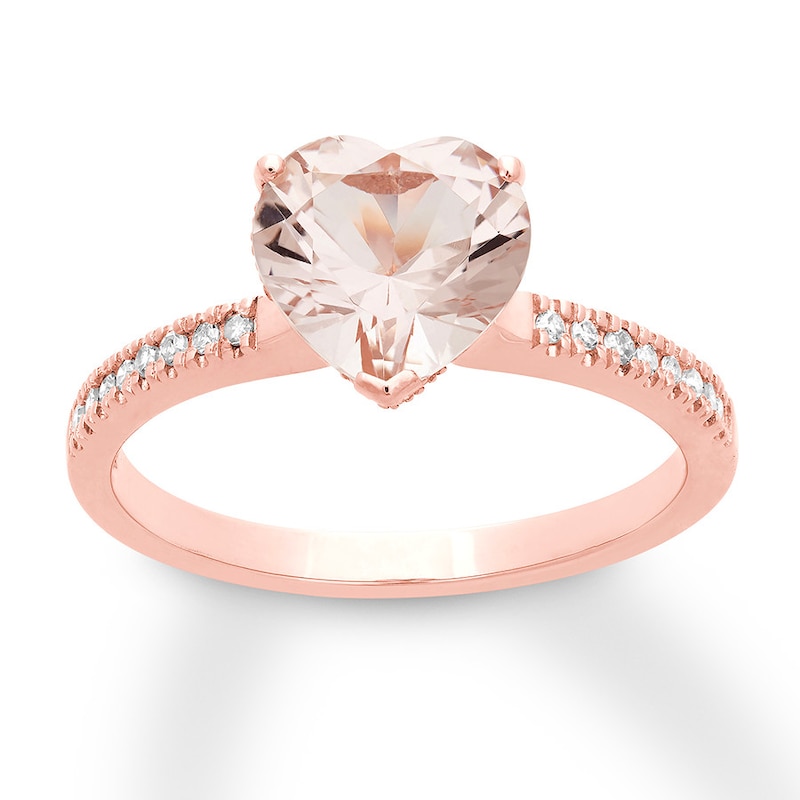 Main Image 1 of Previously Owned Morganite Engagement Ring 1/8 ct tw Round-cut Diamonds 14K Rose Gold