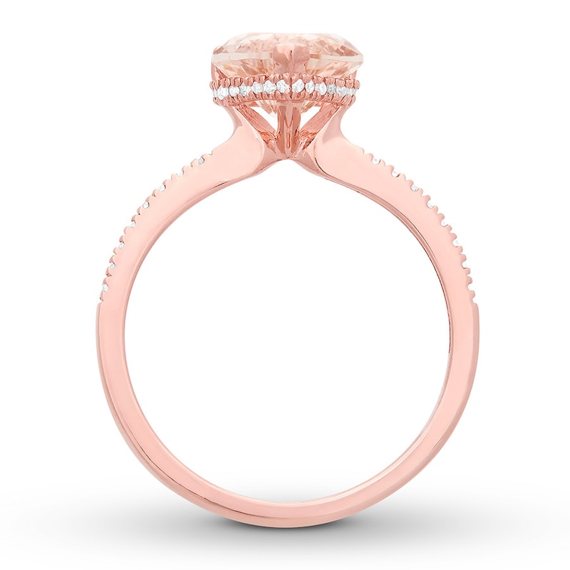 Main Image 2 of Previously Owned Morganite Engagement Ring 1/8 ct tw Round-cut Diamonds 14K Rose Gold