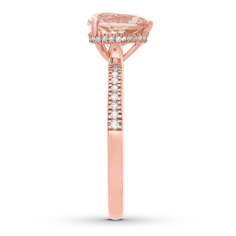 Main Image 3 of Previously Owned Morganite Engagement Ring 1/8 ct tw Round-cut Diamonds 14K Rose Gold
