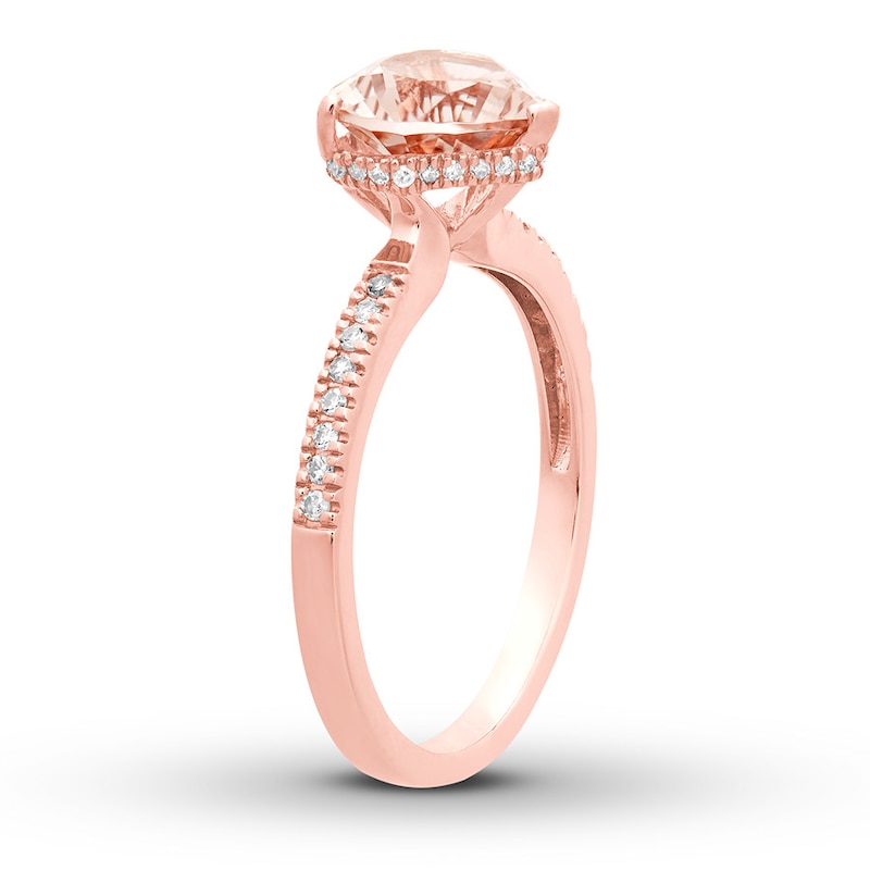 Main Image 4 of Previously Owned Morganite Engagement Ring 1/8 ct tw Round-cut Diamonds 14K Rose Gold